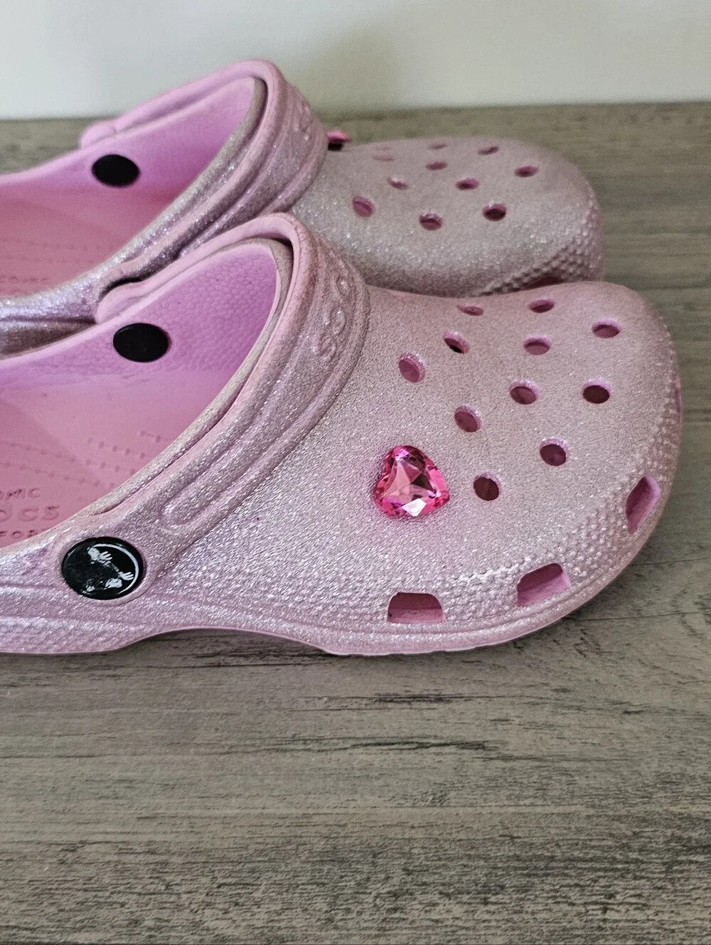 CROCS Kids Glitter Heart Charm Clog Pink Toddler Girl C 12
